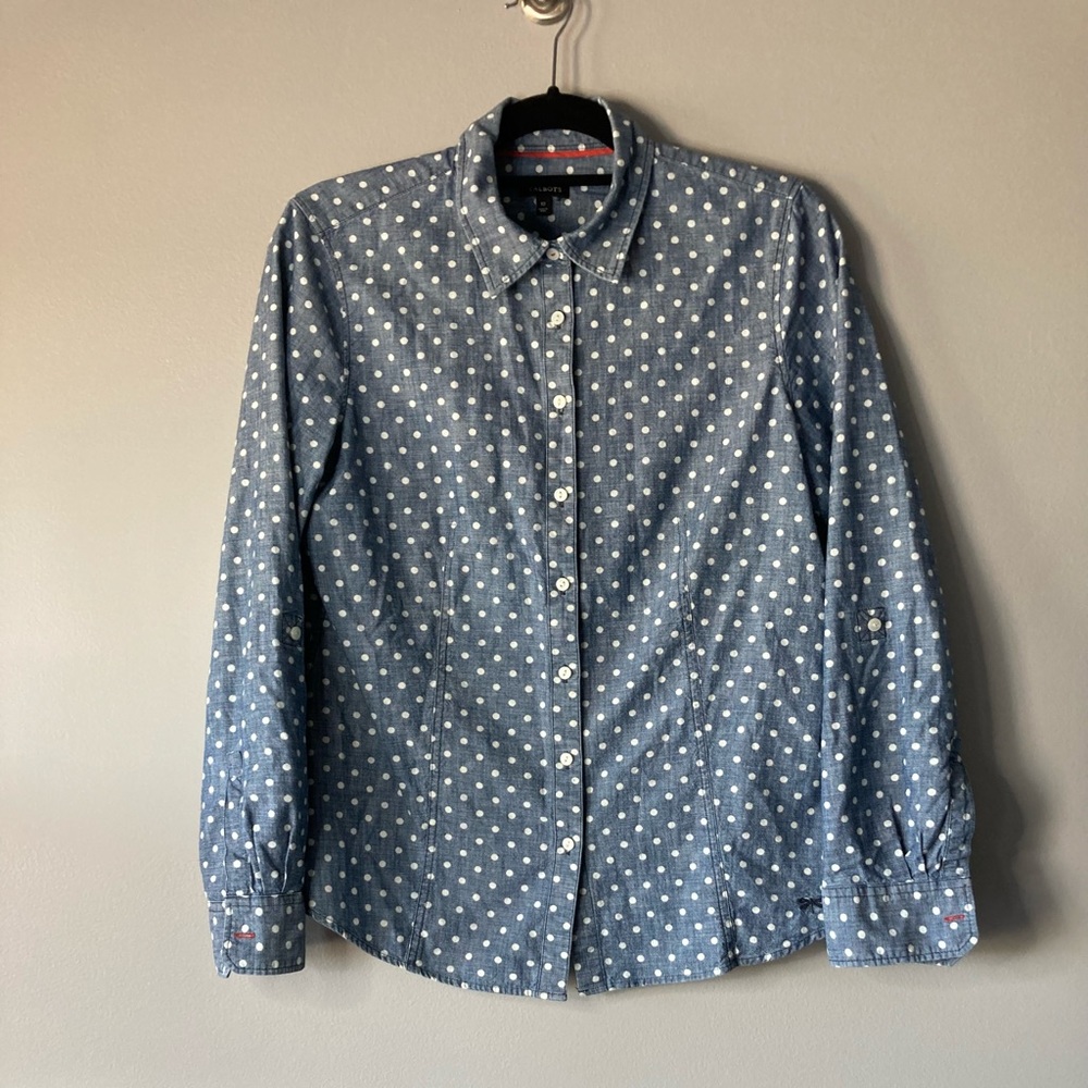 Talbots Polka Dot Button Up 10
Fitted Preppy Classic
Denim Look